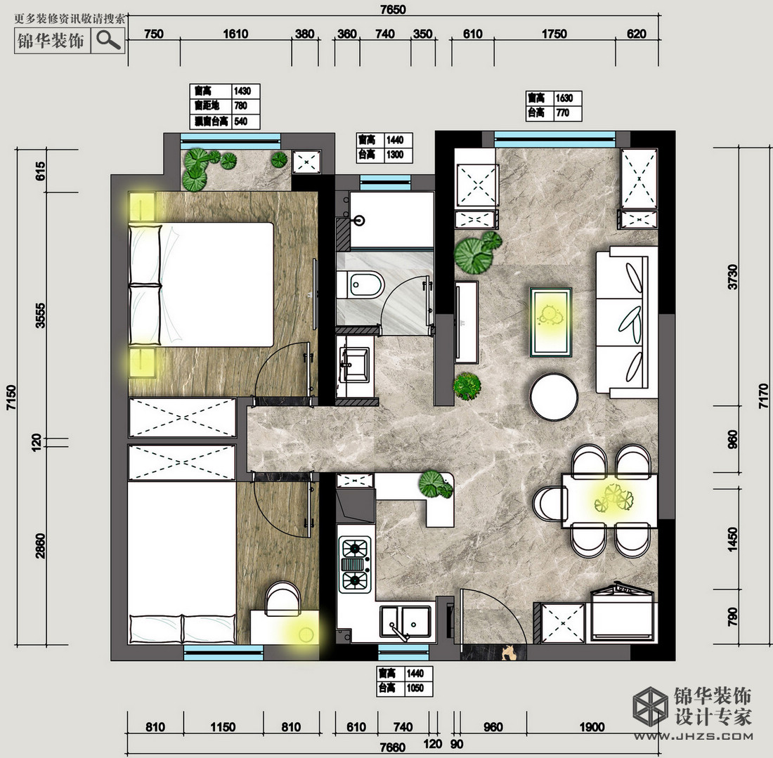 平面布置彩图(方案二)↓